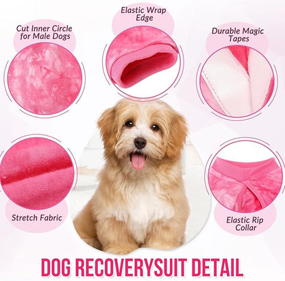 SlowTon Dog Recovery Suit - Surgery Recovery Suit for Female Male Dogs, Dog Onesie After Spay Abdominal Wounds, E-Collar Cone Alternative Prevent Licking Pet Surgical Suit(Pink,XXL)
