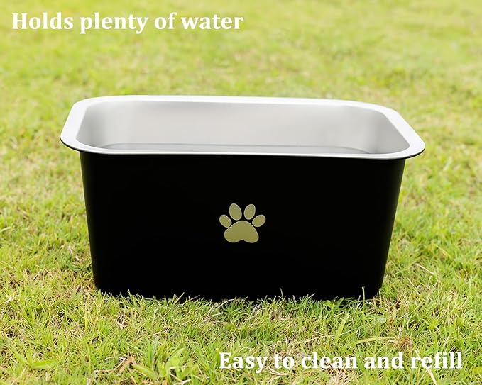 1.2 Gallons 20 Cup Non Slip Stainless Steel Large Dog Water Bowls, Outdoor Metal Dog Bowls Large Breed, High Capacity Water Bowl for Big Giant Huge Dogs, Black