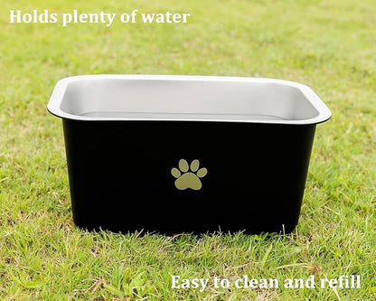 1.2 Gallons 20 Cup Non Slip Stainless Steel Large Dog Water Bowls, Outdoor Metal Dog Bowls Large Breed, High Capacity Water Bowl for Big Giant Huge Dogs, Black