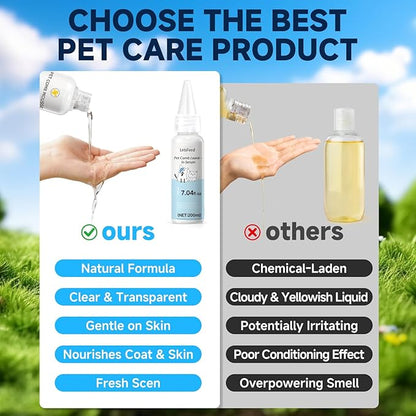 Pet Steam Brush Spray Refill for Dogs & Cats – Concentrated Waterless Shampoo, 3-in-1 Pet Comb Leave-in Serum, Self Cleaning Pet Comb for Shedding & Hair Removal, 2*Shampoo(Steam Brush Not Included)
