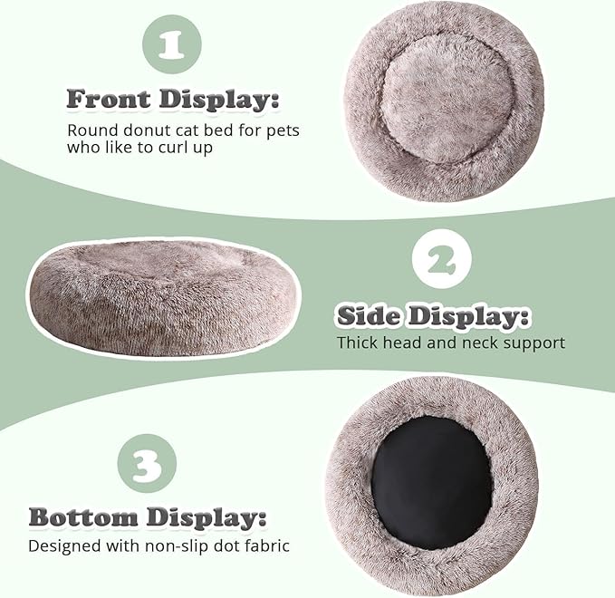 JOLLYVOGUE Dog Beds Large Sized Dog, 36 inches Calming Soft Anti-Anxiety Donut Dogs Bed, Washable Round Fluffy Cushion for Large Pets, Fits up to 80 lbs Pets