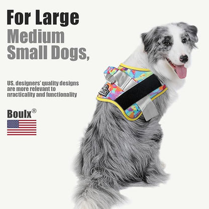 Bolux Dog Harness, No-Pull Reflective Dog Vest, Breathable Adjustable Pet Harness with Handle for Outdoor Walking - No More Pulling, Tugging or Choking (Medium (Pack of 1), Watercolour)