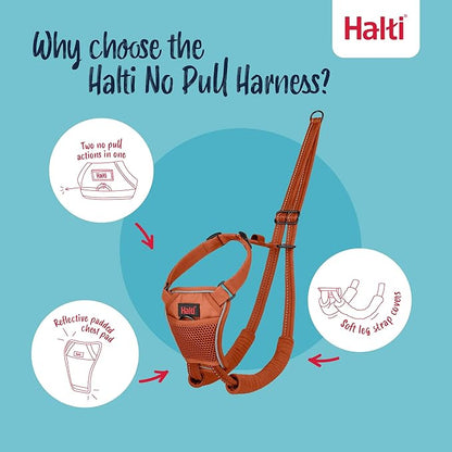 Halti No Pull Harness - Stop Your Dog Pulling on The Leash. Adjustable, Lightweight and Easy to Use. Reflective Dog Training Harness for Large Dogs (Size L, Burnt Orange)