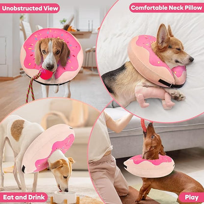 Gimars Inflatable Dog Cone Alternative Dog Donut Collar After Surgery, Soft Dog Neck Pillow Recovery Cone Collar, E Collar and Elizabethan Collar Alternative for Small and Medium Dogs