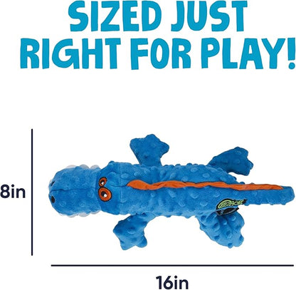 goDog Gators Squeaky Plush Dog Toy with Chew Guard Technology, Durable Fabric & Squeaker for Active Play, Blue, Large