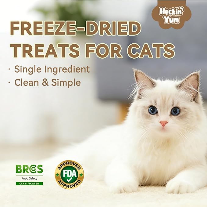 Freeze-Dried Chicken Hearts Cat Treats 2oz – Single Ingredient, Grain-Free, Gluten-Free, Filler-Free Freeze Dried Food Toppers