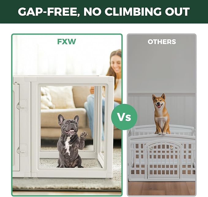 FXW AuraSpace Acrylic Indoor Dog Playpen for Small and Medium Dogs, 30 Inch, 16 Panels, White