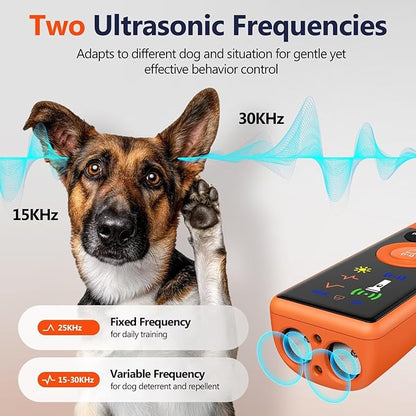 Ultrasonic Dog Bark Deterrent Device, Anti-Barking Control Device with LCD Screen & 3 Modes, Dog Training Tools to Stop Bad Behaviors, Safe Trainer Up to 35ft for Indoor Outdoor Use-02