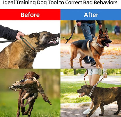 Prong Collar for Dog Large, Pinch Collar for Dogs,Choke Collar for Dogs, Quick Release Buckle and Carabier Lock, Comfort Rubber Tips, for Large Dogs (Large, 4.0mm,23.6-Inch, with Buckle)