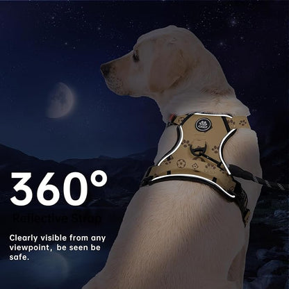 IVY&LANE No Pull Dog Harness with Leash Set, Reflective No Choke Pet Vest,Adjustable Oxford Dog Vest Harness with Easy Control Handle for Small Dogs (Light Brown,S)