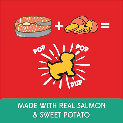 Pup Corn Plus - Puffed Dog Treats with Prebiotics and Probiotics - Salmon & Sweet Potato (24oz) - Made in USA (Pack of 2)