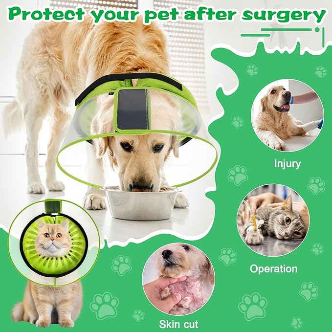 Inflatable Dog Cone Collar with Detachable Enhanced Anti-Licking Shield, Soft Neck Donut Collar for Dogs After Surgery, Adjustable Dog Cone Alternative for Large Medium Small Dogs & Cats