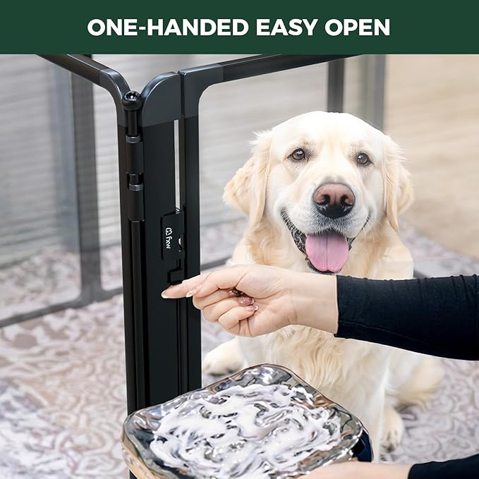 FXW AuraSpace Pro Acrylic Indoor Dog Playpen, Heavy-Duty with Metal Frame, 40" Height 12 Panels for Medium and Large Dogs, Walnut│Patented