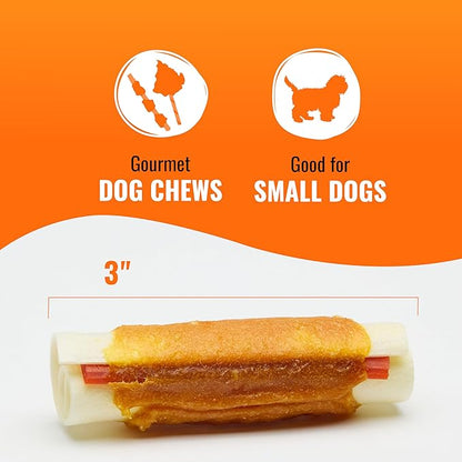 GOOD 'N' FUN Triple Flavor Mini Rolls, 8 Ounce, Treat Your Small Dog to a Long-Lasting Rawhide Chews
