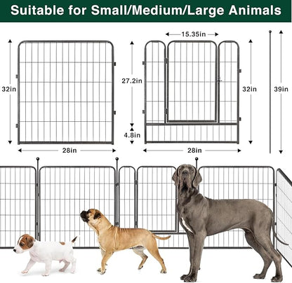 VISCOO Dog Playpen Outdoor, 16 Panels 32" H Dog Pen Indoor, Metal Dog Fence Outdoor, Pet Fence for Large/Medium/Small Dogs, Indoor Puppy Playpen, Foldable Heavy Duty Exercise Pen for RV,Camping,Yard