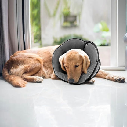 Soft Dog Cone for Large Dogs,Breathble Adjustable Dogs Recovery Collar After Surgery,Protective Elizabethan Cones,E Collar Alternative to Stop Licking,Comfortable Dog Cones,Black,S