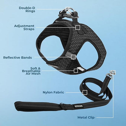 Best Pet Supplies Voyager Step-in Air All Weather Mesh Harness and Reflective Dog 5ft Leash Combo with Neoprene Handle, for Small, Medium and Large Breed Puppies - Set (Gray 2-Tone), X-Small