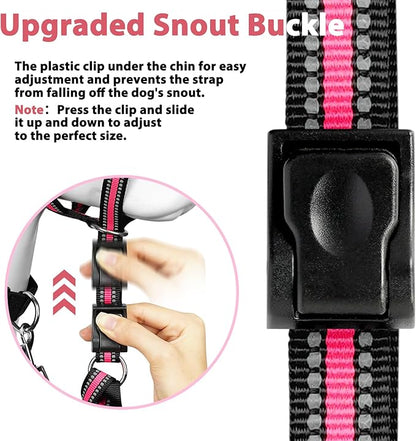 BARKLESS Soft Dog Head Collar, Patented Padded No Pull Head Halter, Training Nose Leash with Safety Link for Medium Large Dogs, Adjustable Muzzle Leash, Easy Control for Walking(Pink, M)