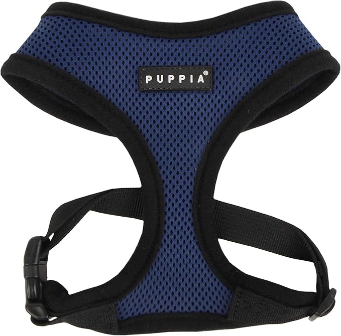 Puppia Soft Dog Harness No Choke Over-The-Head Triple Layered Breathable Mesh Adjustable Chest Belt and Quick-Release Buckle, Royal Blue, X-Large
