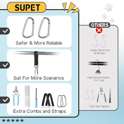 Supet Dog Grooming Hammock Harness for Dogs Cats, Restraint Dog & Small Animal Leashes Sling for Groomingk for Nail Trimming (Black Currant, XS)
