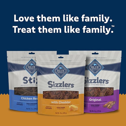 Blue Buffalo Sizzlers Bacon-Style Dog Treats with Real USA Pork, Cheddar Flavor, 15-oz Bag