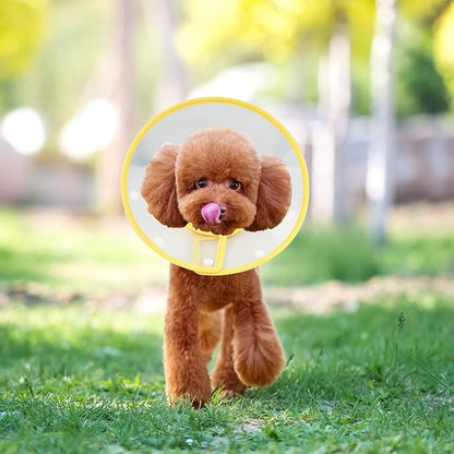 Pet Cone Recovery Dog Cone Adjustable Dog Collar Clear Padded Collar with Breathable Soft Edge, Plastic Puppy Cone Protect The Neck Surgery Recovery, Designed for Cats and Puppies (Yellow, S)