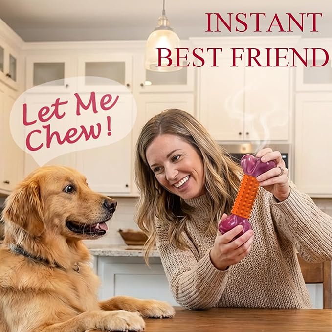 Apasiri 4-Pack Tough Dog Toys for Aggressive Chewers: Peanut Butter Flavored Long Lasting Dog Bones, Heavy Duty Nylon & Rubber Dog Chew Toys to Keep Them Busy, Medium & Large Breed, Orange
