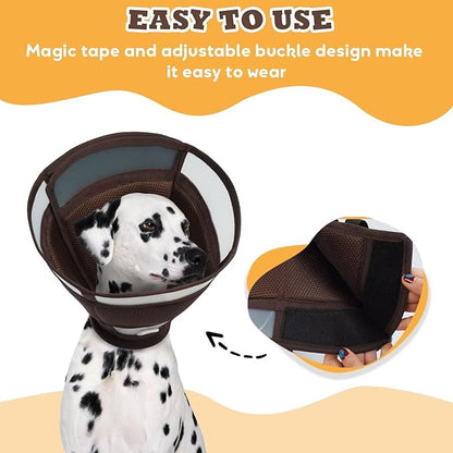 Soft Dog Cone for Dogs After Surgery,Foldable Dog's Cone Collar,Adjustable E Collar Alternative to Stop Licking,Pet Cones for Dog,Doggy Surgery Collar,Dogs Recovery Collars & Cones,Brown,M