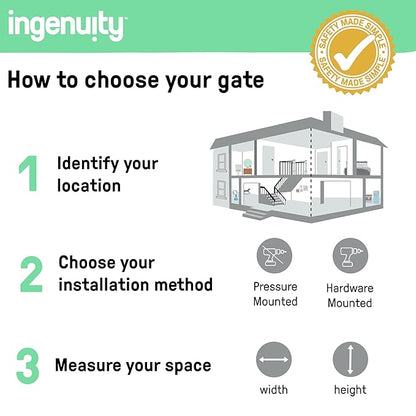 Ingenuity Decorative Extra Tall Baby Gate & Dog Gate, 28.5"-48" Wide, 36" Tall, Hardware or Pressure Mounted, Install on Top or Bottom of Stairs, Banister, or Doorway - Bronze