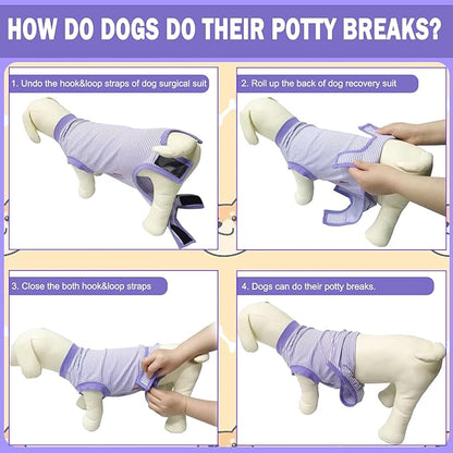 Dog Surgical Recovery Onesie - Cone Alternative, Spay/Neuter Recovery Suit for Male/Female Dogs, Purple, X-Large