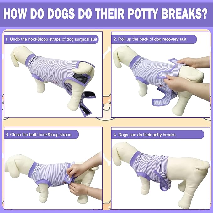Dog Surgery Recovery Suit for Male Female, Spay Neuter Cone Alternative Surgical Onesie, Purple, XX-Large