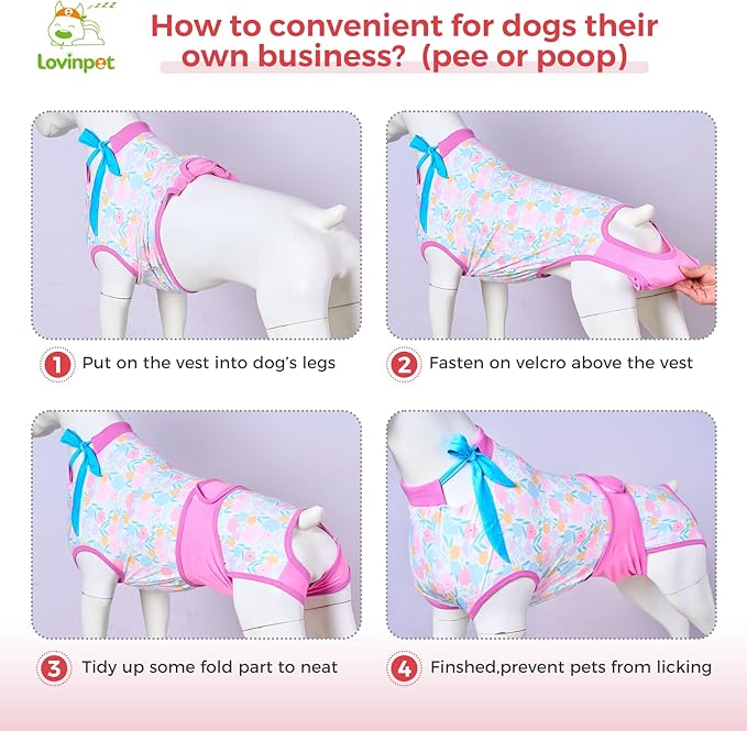 LovinPet Surgical Suit for Dogs Female - Dog Spay Recovery Suit Female Female & Male Anti-Licking Protection Full Body Coverage for Anti-Shedding