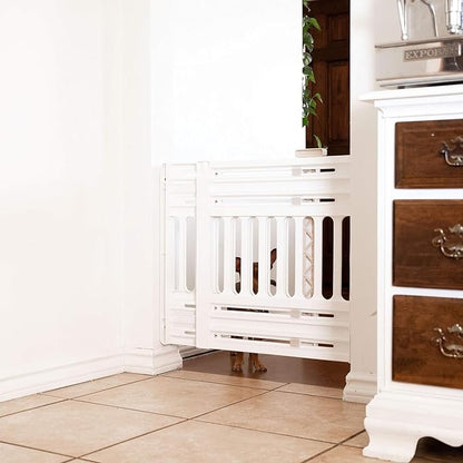 IRIS USA 24"-39" Dog Gate, Adjustable Indoor Pet Barrier, Pet Gate for Puppy, Small Dog, Cat, Easy Twist-to-Lock for Doorways & Stairs, Portable, Expandable, 25" Tall, 2-Pack, White