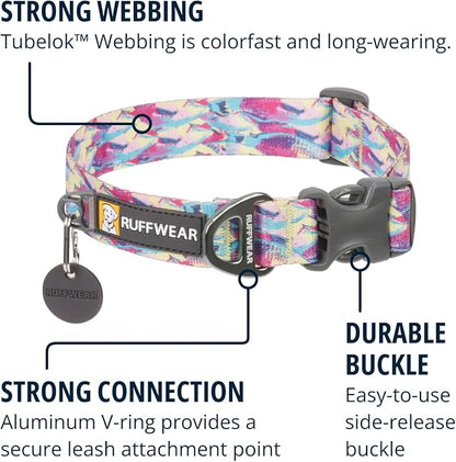 Ruffwear, Front Range Dog Collar, Adjustable Tubelok Webbing, Lightweight, Side Release Buckle, Aluminum V-Ring, Durable for Everyday Use, Reef Fish, 11"-14"