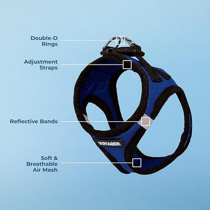 Best Pet Supplies Voyager Step-in Air Harness - All Weather Mesh, Reflective, No Pull Harness for Dogs, Cats - Secure with Hook & Loop Fastener, Buckle, Double D-Rings - Royal Blue/Black Trim, XL