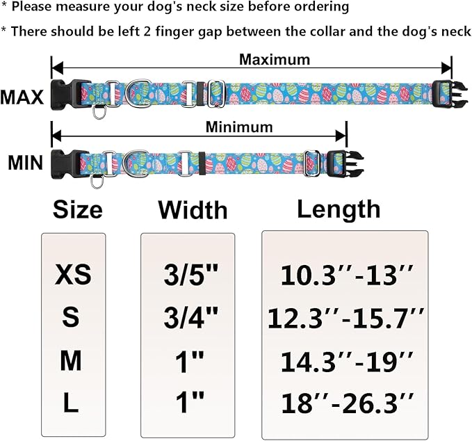 Easter Reflective Martingale Collar for Dogs with Quick Release Buckle Spring Holiday Dog Collars (Colorful Egg, Small)