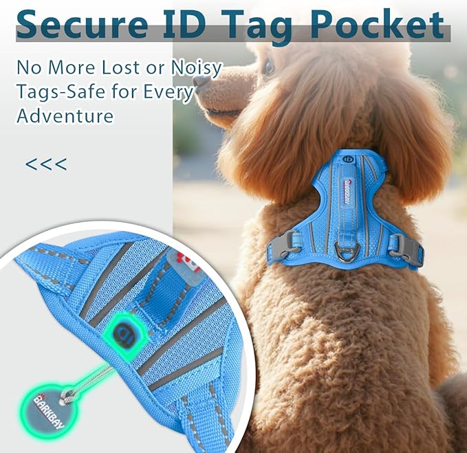 BARKBAY Dog Harness No Pull with ID Tag Pocket - Heavy Duty, Reflective, Easy Control for Small Dogs(Blue,S)