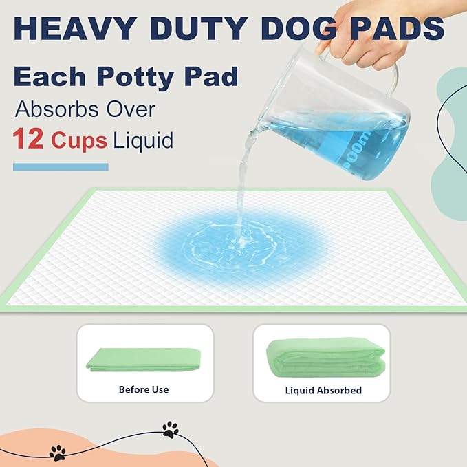 Dog Pee Pads Extra Large 30" × 36" - 40 Count, XXL Urine Underpads｜Unscented Green Pet Pee Pads, Super Absorbent & Leak-Proof Potty Pads for Doggies