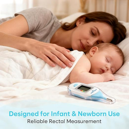 Easy@Home Baby Rectal Thermometer with Fever Indicator, Clear LCD Display for Fast Readings, Soft Flexible Tip for Infant & Newborn Use – EMT-027