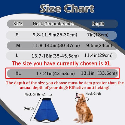Hard & Heavy Plastic Dog Cone Collar Alternative for Extra Large Dogs (Adult Lab Golden GSD), Adjustable Elizabethan Protective Cone for Healing, Comfortable Recovery Collar Cone of Shame Anti-Lick