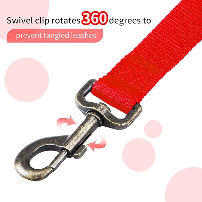HIKISS Long Dog Leash Obedience Recall Training Agility Lead with Thickening Material for Large Dog - 15ft 20ft 30ft 50ft 100ft Training Leash(Red 20ft)