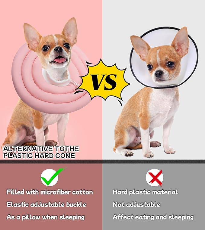 Soft Dog Cones, Adjustable Recovery Dog Donut Collar- Comfy Water Proof Pup Cone Alternative After Surgery-Anti-Bite Lick Wound Healing Pet E-Collar for Small Large Medium Dogs, S