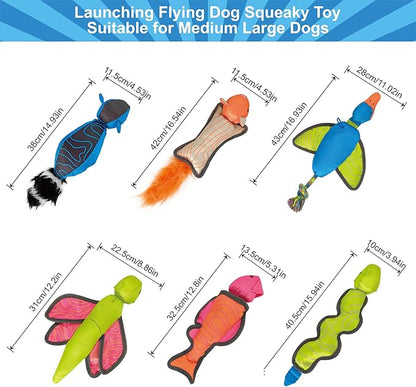 Orange Squirrel Oxford Launching Flying Dog Toy Slingshot Chase Fetch Training Interactive Dog Toy Durable Stuffed Animal Dog Squeaky Toy for Medium Large Dogs Toy Gift 42cm/16.54in