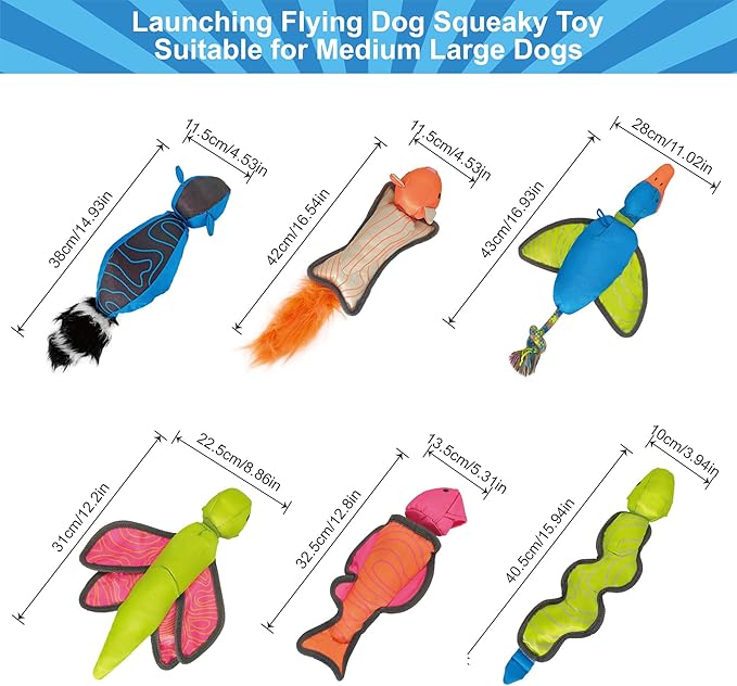 Pink Orange Fish Oxford Launching Flying Dog Toy Slingshot Chase Fetch Training Interactive Dog Toy Durable Stuffed Animal Dog Squeaky Toy for Medium Large Dogs Toy Gift 32.5cm/12.8in