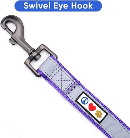 Pawtitas 6 FT Padded Dog Leash with Comfortable Neoprene Padding Handle - Purple Lead | Medium Reflective Dog Leash with Highly Reflective Band Perfect for Medium and Large Dogs and Puppies.