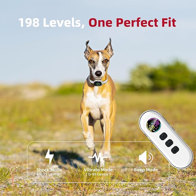 2025 Upgraded Shock Collar for Dogs, Dog Training Collar with Remote Control for Medium Large Dogs, 3 Training Modes - Beep, Vibration and Shock with Safety Lock, IPX7 Waterproof, Rechargeable,Beige