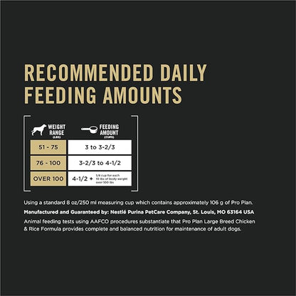 Purina Pro Plan High Protein, Digestive Health Large Breed Dog Food Dry, Chicken and Rice Formula - 34 lb. Bag