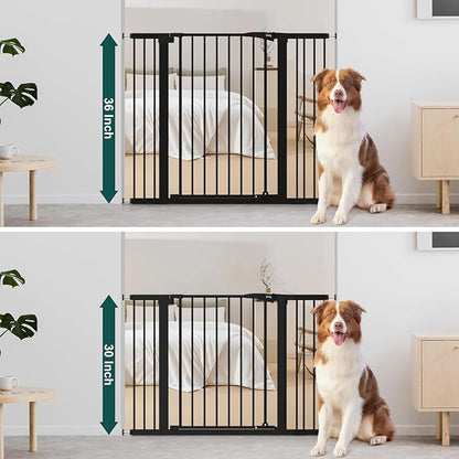keny 36" Extra Tall Baby Gate for Doorways, Fits Openings 29.7" to 46" Wide, Auto Close Pressured Mounted Dog Gate for Stairs, No Drilling Easy Install Pet Gate, Black