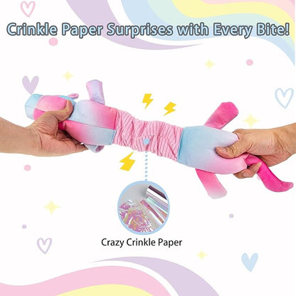 lilfrd Squeaky Crinkle Plush Unicorn Dog Toys, Dog Toys to Keep Them Busy, Tug of War & Pull Toys for Small, Medium Dogs Puppy