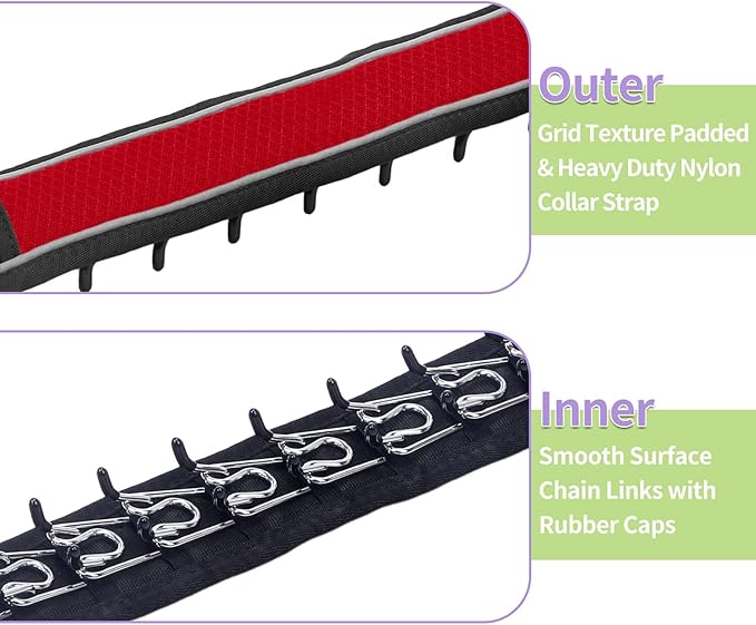 Martingale No Pull Dog Collar for Large Medium Dogs Training Walking, Heavy Duty Nylon Reflective Adjustable Anti Pull Slip Collar with Buckle M Red